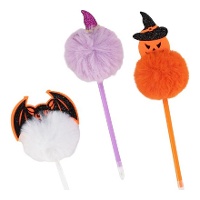 Penna di Halloween con pompon - 1 unità