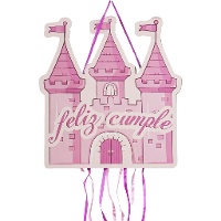 Piñata castello rosa per compleanno 49 x 40 cm