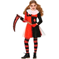 Costume da arlecchino con losanghe rosse per bambina
