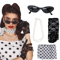 Set anni '50 bianco e nero - 5 pezzi