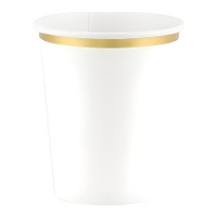 Bicchieri di carta bianchi con bordo dorato da 260 ml - 6 pezzi