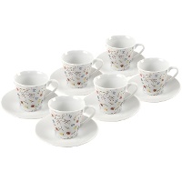 Tazza da caffè da 90 ml con fiori colorati - 6 servizi