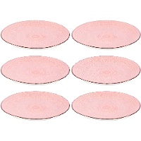 Piatto in gres mandala rosa da 27 cm - Vessia - 6 pezzi