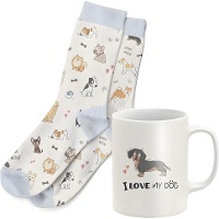 Set regalo tazza e calzini a tema cani