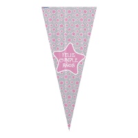 Sacchetto per caramelle Buon Compleanno stelle di 48 x 21,5 cm - 8 unità