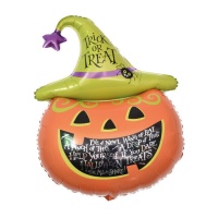 Palloncino Trick or Treat a forma di zucca con cappello di 91 x 61 cm