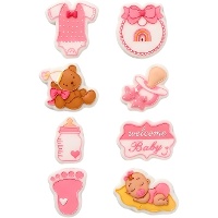 Decorazioni di zucchero Baby Girl - 8 pezzi