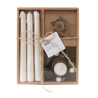 Kit di candele e candelabri per il Natale bianco