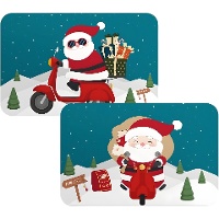 Tovaglietta individuale divertente con Babbo Natale su scooter 43 x 28 cm assortita - 1 pezzo