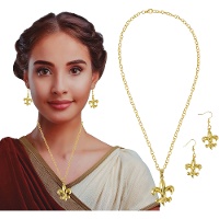 Set collana e orecchini in stile romano dorati