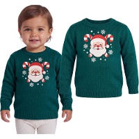 Maglione natalizio per bebè con Babbo Natale e glitter