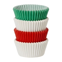 Capsule per cupcakes di 5,5 cm verde, rosso e bianco - Decora - 75 unità