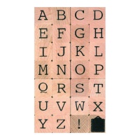 Set di timbri alfabeto maiuscolo 2 x 2 cm - 28 pezzi.