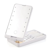 Specchio LED portatile 16 x 9 x 2,5 cm con pennelli da trucco