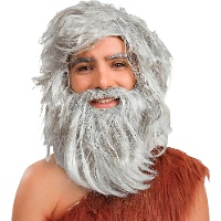 Parrucca e barba grigia da cavernicolo