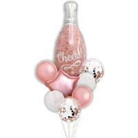 Bouquet di palloncini Cheers con bottiglia rosa - 8 pezzi