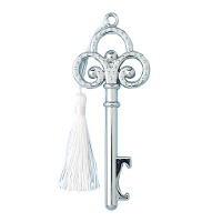 Apribottiglie con chiave argentata e nappa - 1 pezzo