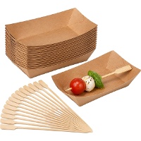 Set per aperitivi con vaschette da 11 x 7 cm e spiedini da 10,5 cm - 20 confezioni