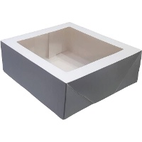 Scatola bianca per torta 20 x 20 x 7,5 cm con finestra superiore