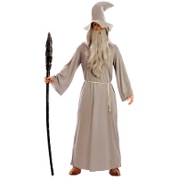Costume da mago grigio con cappello per uomo
