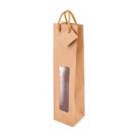 Borsa per vino 38 x 9 cm con finestra e cartoncino in carta kraft - 1 pz.