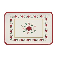 Vassoi 34 x 25 cm in cartone con decorazioni di Natale Poinsettia - 2 pezzi