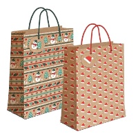 Borsa regalo di 14 x 11,5 x 6,7 cm in kraft con figure natalizie - 1 unità