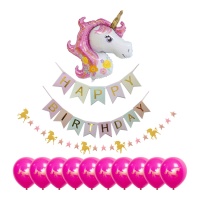 Kit palloncini Happy Birthday Unicorno - Monkey Business - 15 pezzi
