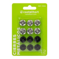 Bottoni a pressione in metallo da 1,5 cm in bianco e nero - Castelltort - 12 paia