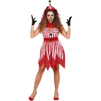 Costume clown rosso e bianco da donna