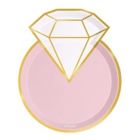 Piatti ad anello diamantati rosa 24 x 20 cm - 6 pz.