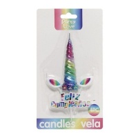 Candela unicorno Happy Birthday 15,5 cm - 1 pezzo