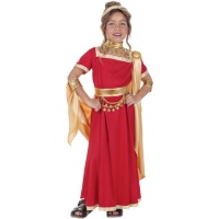 Costume da Cesare romano rosso e oro per bambina