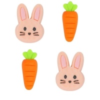 Figure di zucchero coniglietti e carote - PME - 12 pz.