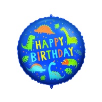 Palloncino rotondo Dino Party Happy Birthday da 46 cm - Procos