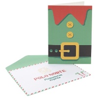 Cartolina di auguri natalizia con elfo assistente - 1 unità