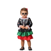 Costume scheletro Catrina messicana da bimba