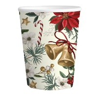 Bicchieri con motivo floreale natalizio e campane da 266 ml - 6 pezzi