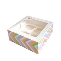 Scatola per 4 cupcake stampati con finestra 19,8 x 19,8 x 8 cm - Pastkolor