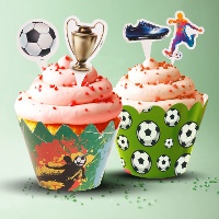 Pirottini per cupcake a tema calcio con toppers