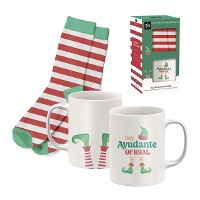 Set regalo di tazza e calzini natalizi da elfo
