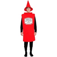 Costume da barattolo di ketchup con cappello per adulti