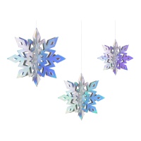 Ciondolo decorativo con stelle iridescenti 3D - 6 pezzi.