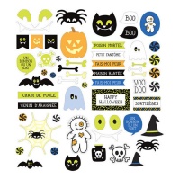 Adesivi truciolari Halloween fosforescenti - 60 pezzi