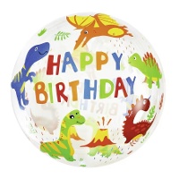 Palloncino trasparente a bolla con dinosauri 