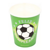 Bicchieri Buon Compleanno tema calcio iridescenti - confezione da 8