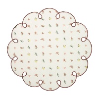 Tovaglietta tonda 38 cm con bordo ondulato e stampa floreale