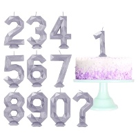 Candela numero poligonale viola di 8 cm - 1 unità