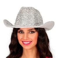 Cappello da cowgirl argentato brillante