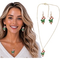 Set collana e orecchini a forma di bastoncino di zucchero